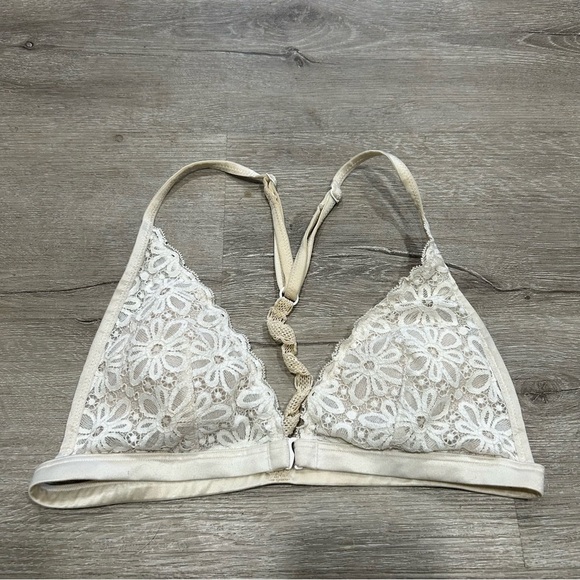 Victoria's Secret Cream White Lace Plunge Front Clasp Halter Bra Women’s Small - Picture 2 of 6